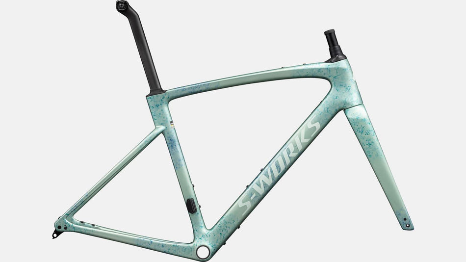 Paint for 2024 Specialized S - Works Roubaix SL8 Frameset - Satin Metallic White Sage - Rotaris B.V.