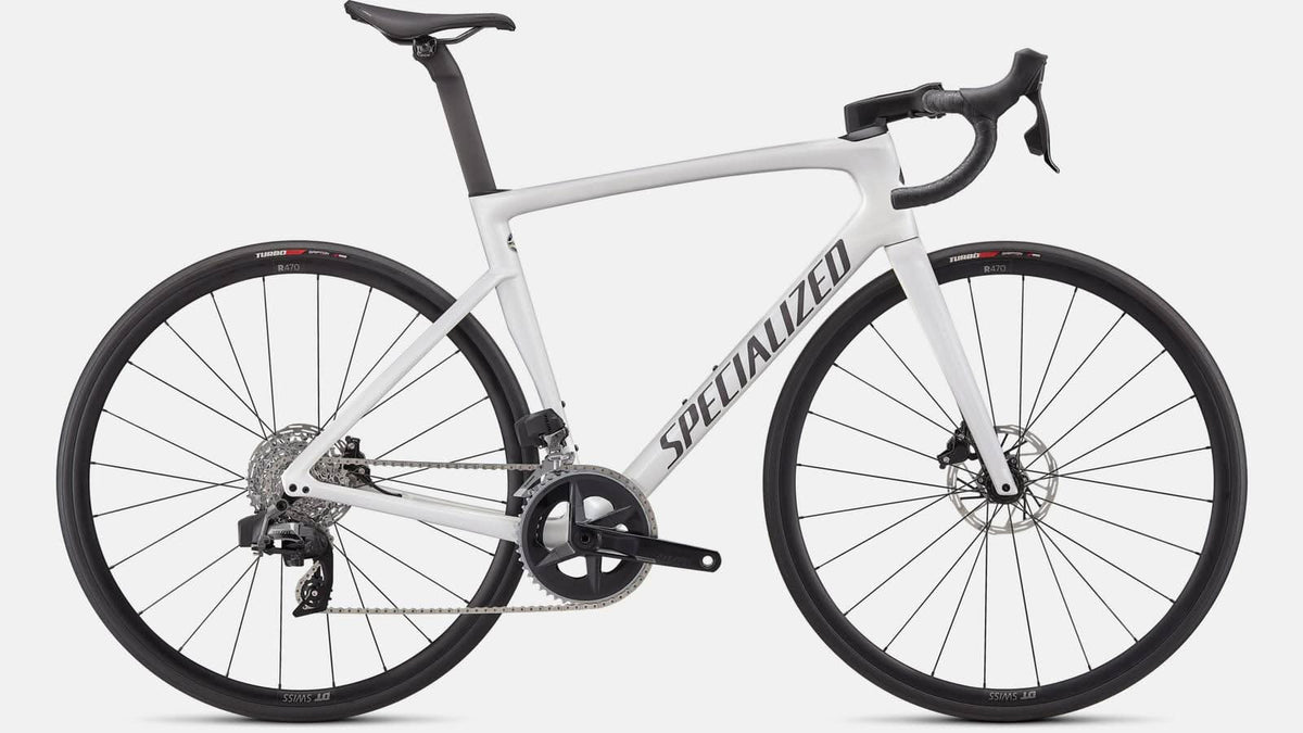Paint for 2022 Specialized Tarmac SL7 Comp - Rival eTap AXS - Gloss Metallic White Silver - Rotaris B.V.
